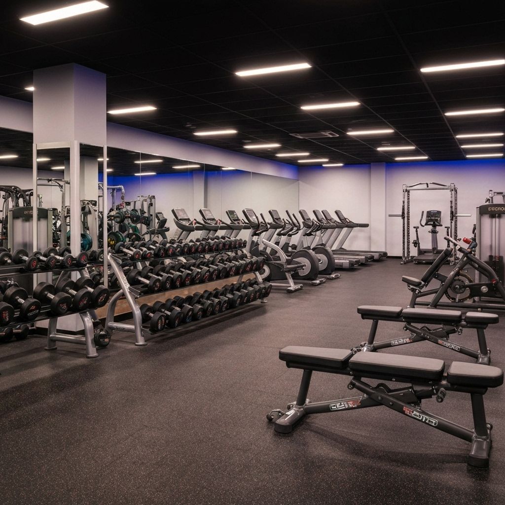 Modern gym with weightlifting equipment